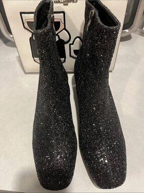 Black Glitter Ankle Booties
